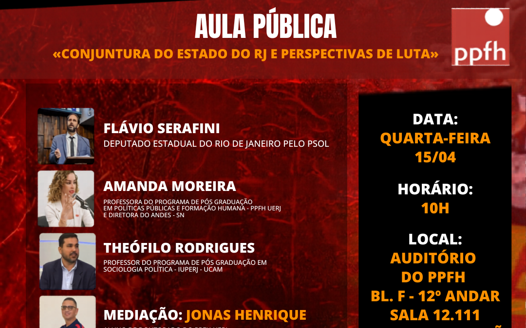 AULA PÚBLICA – CONJUNTURA DO ESTADO DO RJ E PERSPECTIVAS DE LUTA